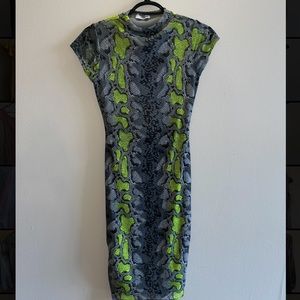 Green and gray snakeskin dress